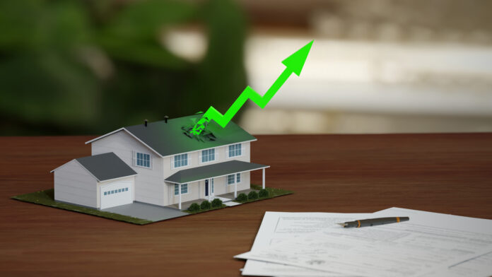 Real,Estate,Market,Boom,,Soaring,Prices.,Fancy,Suburban,House,With