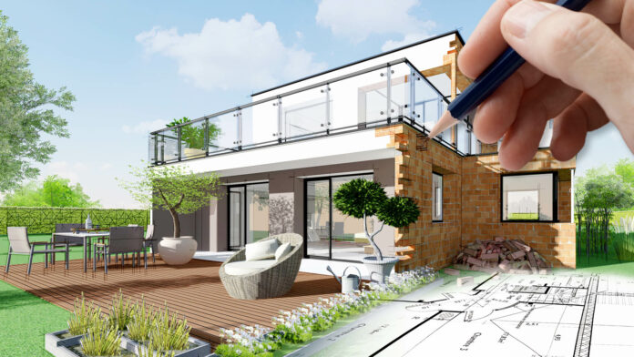 3d,Rendering,Of,A,Modern,House,Under,Construction